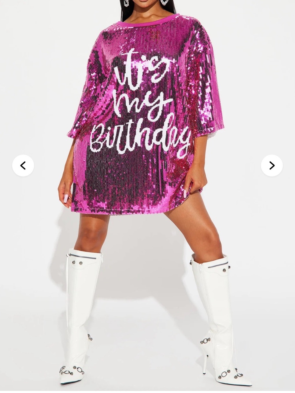 Sequin "It's My Birthday" Party Tunic - Pink